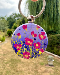 Image 2 of 'Violet Bee' Hand-painted Keyring Pendant