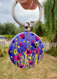 Image 4 of 'Lilac Bee' Hand-painted Keyring Pendant