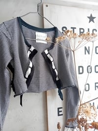 Image 1 of Black & White Striped Whimsical Circus Fairy Grunge Style Cropped Cardi Shrug