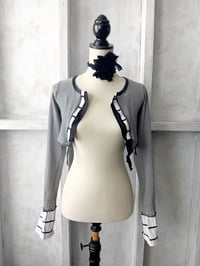 Image 2 of Black & White Striped Whimsical Circus Fairy Grunge Style Cropped Cardi Shrug