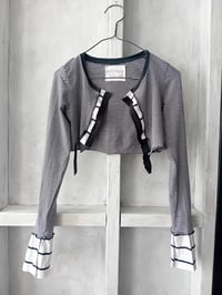 Image 3 of Black & White Striped Whimsical Circus Fairy Grunge Style Cropped Cardi Shrug