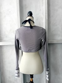Image 5 of Black & White Striped Whimsical Circus Fairy Grunge Style Cropped Cardi Shrug