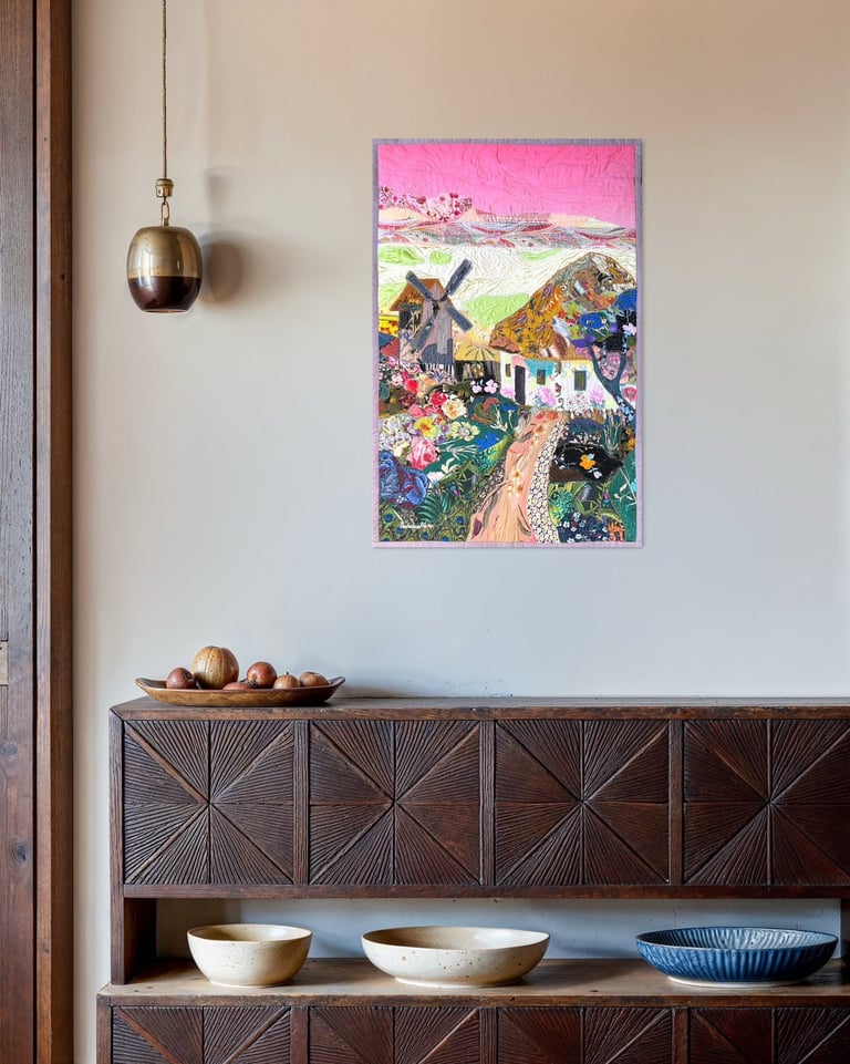 'Dream Under a Pink Sky' - floral and landscape wall decor, 78x51,5cm Image 10