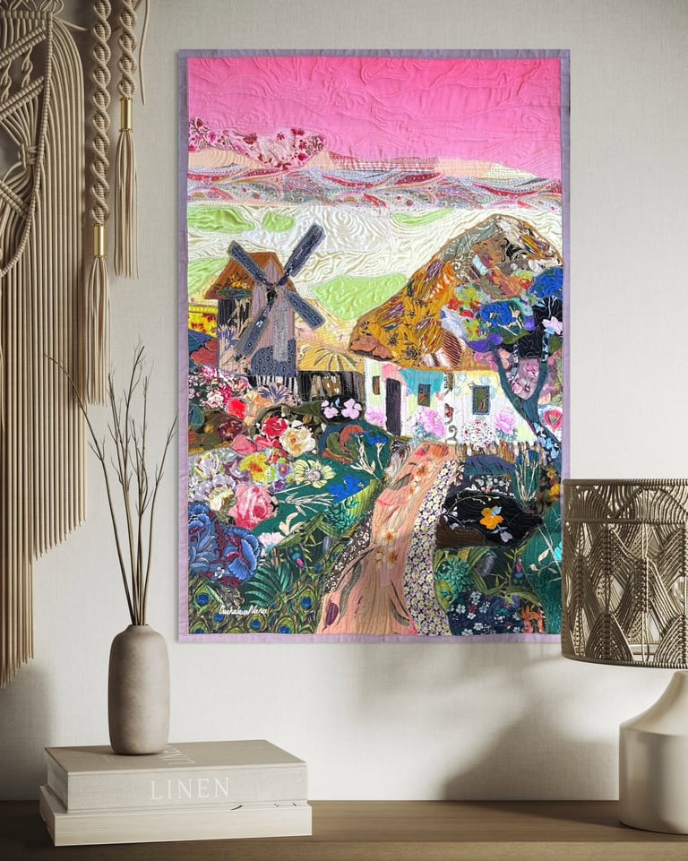 'Dream Under a Pink Sky' - floral and landscape wall decor, 78x51,5cm Image 6