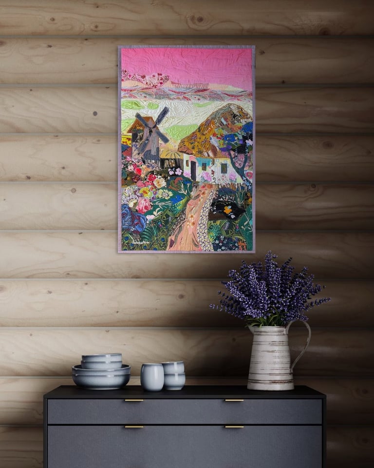 'Dream Under a Pink Sky' - floral and landscape wall decor, 78x51,5cm Image 14