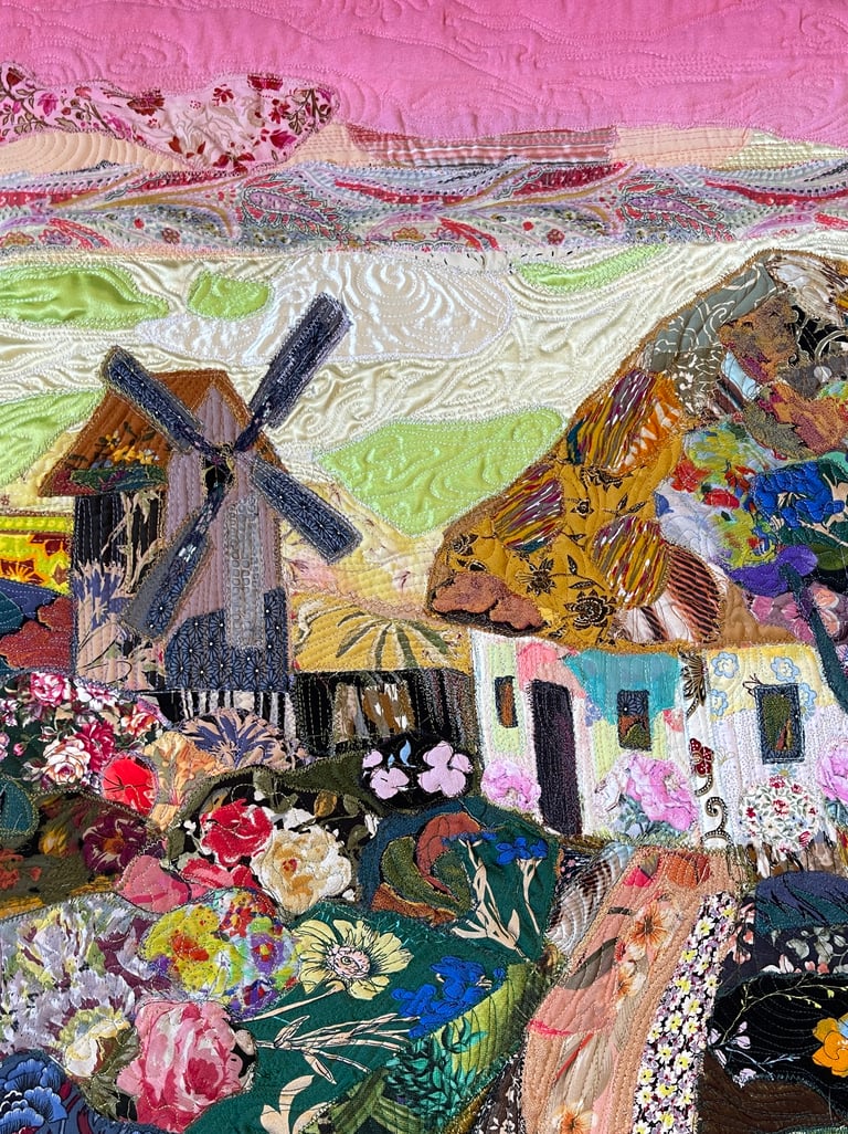 'Dream Under a Pink Sky' - floral and landscape wall decor, 78x51,5cm Image 8