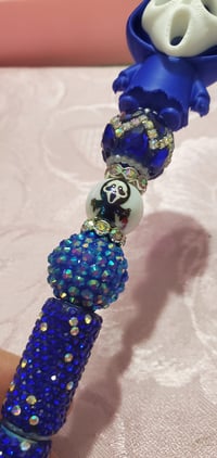 Image 2 of Blue GhostFace Rhinestone Pen (1029)