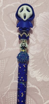 Image 3 of Blue GhostFace Rhinestone Pen (1029)