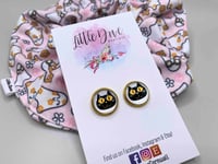 Black & Orange Cat Earrings