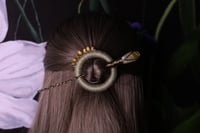 Image 1 of Sage green linen African jade hair pin