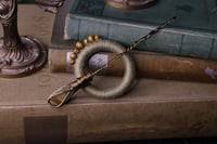 Image 3 of Sage green linen African jade hair pin