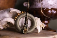 Image 2 of Sage green linen African jade hair pin