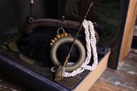 Image 4 of Sage green linen African jade hair pin