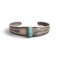 Image 1 of Vintage Southwest Silver Turquoise Cuff, c. 1950s