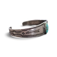 Image 4 of Vintage Southwest Silver Turquoise Cuff, c. 1950s