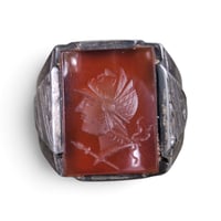 Image 1 of Vintage Silver Carnelian Intaglio Ring, c. 1930s