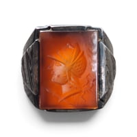 Image 5 of Vintage Silver Carnelian Intaglio Ring, c. 1930s