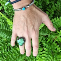 Image 7 of Vintage Silver Southwest Green Turquoise Ring, c. 1950s