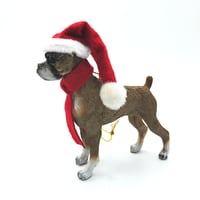 Image 1 of Custom Painted Boxer Dog Santa Hat Ornament