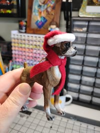 Image 3 of Custom Painted Boxer Dog Santa Hat Ornament