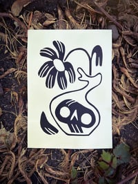 Image 2 of SKULL VASE 5x7 Block Print