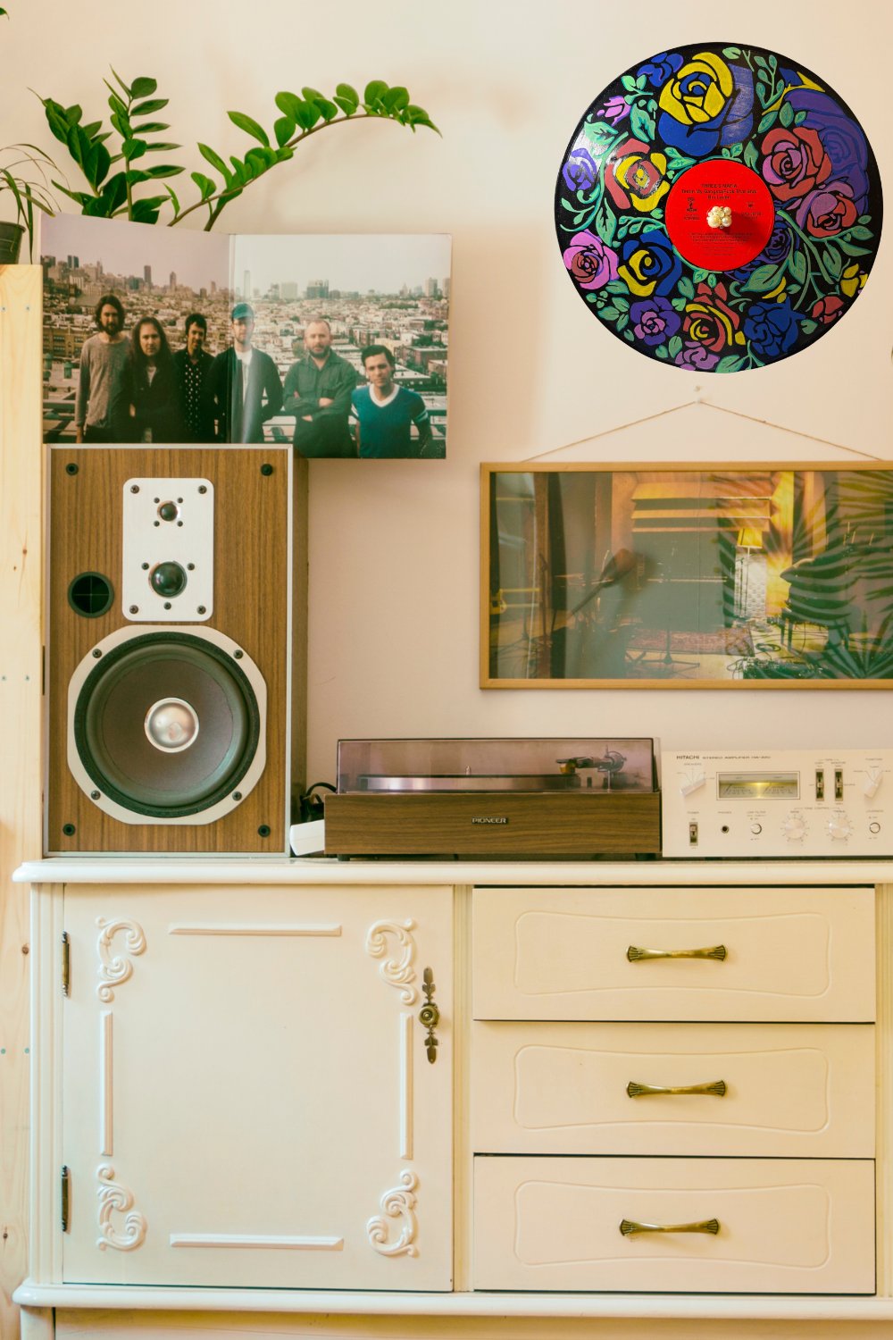 Image of Vintage Three 6 Mafia Floral Vinyl Record Art