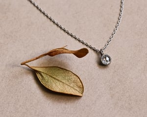 Image of Platinum 3.0mm rose-cut white diamond necklace - with milled edge setting