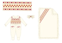 PRE-ORDER Cream & red girls babygrow set 