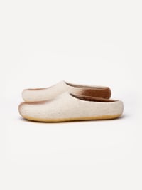 Image 1 of White Cowhide Felt Slippers