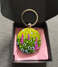 Image 2 of 'Hollyhocks' Hand-painted Keyring Pendant