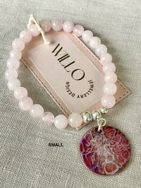 Image 4 of Rose Quartz gemstone bracelet with enamel charm 