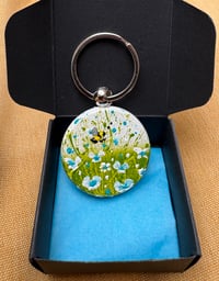 Image 4 of 'Turquoise Daisies' Hand-painted Keyring Pendant