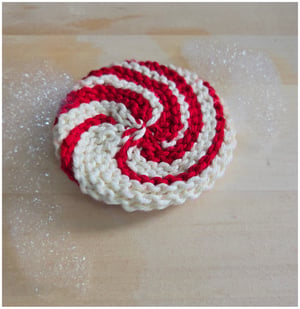 Image of Candy Cane Swirl Pot Scrubbie Knitting Pattern
