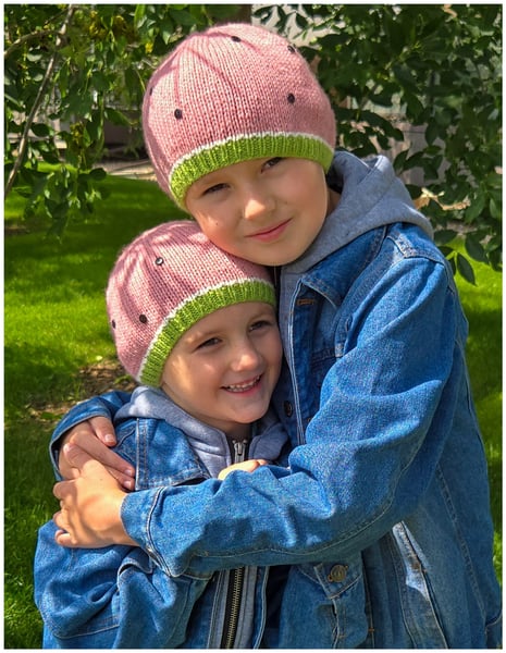 Image of Watermelon Winter Hat Knitting Pattern 