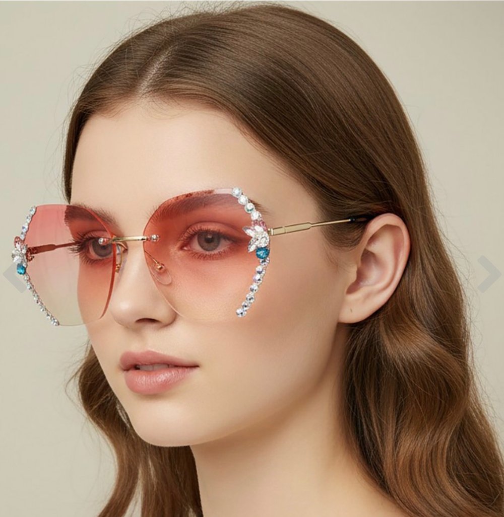 Image of RHINESTONE ROUND SUNGLASSES 