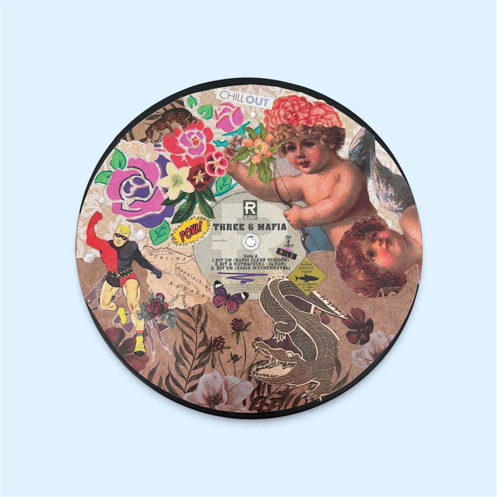 Image of Vintage Three 6 Mafia Collage Vinyl Record Art