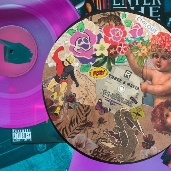 Image of Vintage Three 6 Mafia Collage Vinyl Record Art