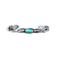 Image 1 of Vintage Southwest Twisted Silver Turquoise Cuff, c. 1950s