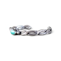 Image 2 of Vintage Southwest Twisted Silver Turquoise Cuff, c. 1950s