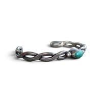 Image 3 of Vintage Southwest Twisted Silver Turquoise Cuff, c. 1950s