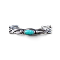 Image 4 of Vintage Southwest Twisted Silver Turquoise Cuff, c. 1950s