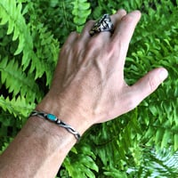 Image 6 of Vintage Southwest Twisted Silver Turquoise Cuff, c. 1950s