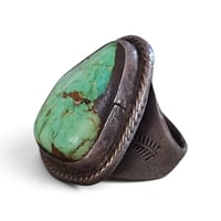Image 3 of Vintage Silver Southwest Green Turquoise Ring, c. 1950s