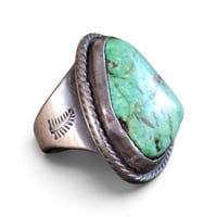 Image 1 of Vintage Silver Southwest Green Turquoise Ring, c. 1950s