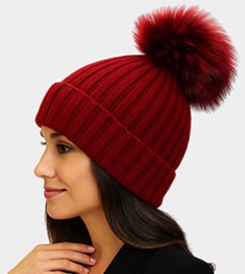 Image of BEANIE FUR POM POM HAT