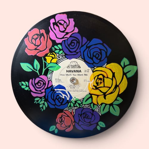 Image of Vintage Floral Vinyl Record Art - 'Havana'