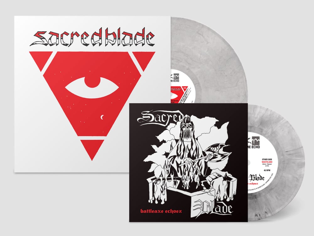 Image of SACRED BLADE - "HAMMERHEAD DEMOZ" + "BATTLEAXE ECHOEZ" (1981-85) LP + 7"