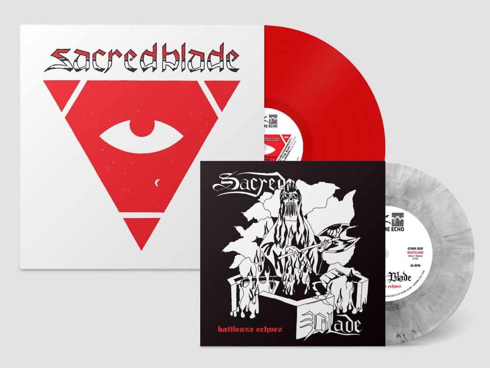 Image of SACRED BLADE - "HAMMERHEAD DEMOZ" + "BATTLEAXE ECHOEZ" (1981-85) LP + 7"