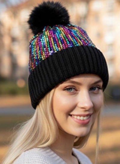 Image of POM POM BEANIE HAT
