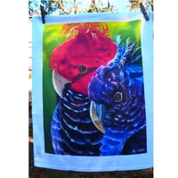 Image 2 of "Quiet Company" - Gang-gang Cockatoo Tea Towel (White or Natural Cotton)